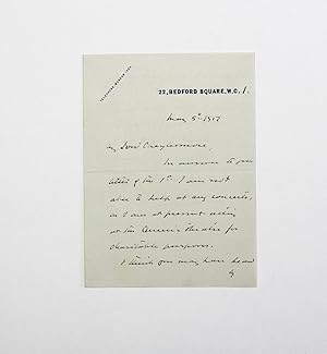 Image du vendeur pour An Original Handwritten Letter Signed by Actor Sir Johnston Forbes-Robertson to Major-General Herbert Francis Eaton, 3rd Baron Cheylesmore mis en vente par Lasting Words Ltd