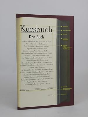 Bild des Verkufers fr Kursbuch 133, September 1998: Das Buch Das Buch zum Verkauf von ANTIQUARIAT Franke BRUDDENBOOKS