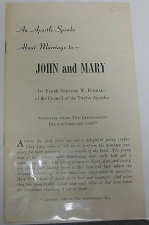 Seller image for An Apostle Speaks about Marriage To- John and Mary for sale by Confetti Antiques & Books