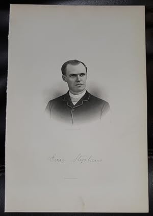 Steel Engraving - Evan Stephens - Original MORMON / Utah Pioneer Steel Engraving