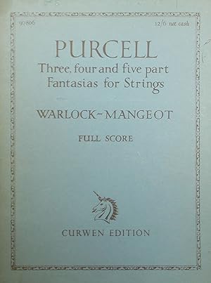 Bild des Verkufers fr Thre, Four and Five Part Fantasias for Strings, Transcribed by Peter Warlock, Full Score and Parts zum Verkauf von Austin Sherlaw-Johnson, Secondhand Music