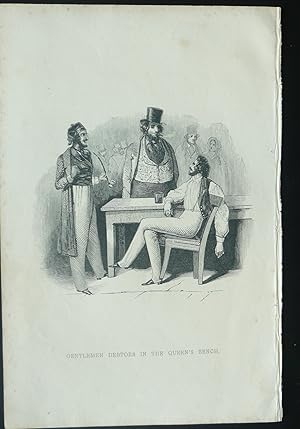 Gentlemen Debtors in the Queen's Bench. Original Steel Engraving