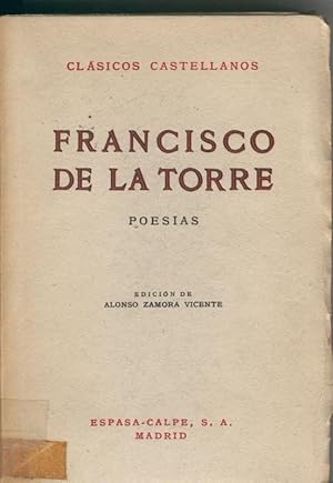 Seller image for Francisco de la Torre: Poesias for sale by El Boletin