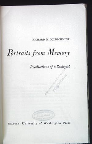 Seller image for Portraits from Memory. Recollections of a Zoologist. for sale by books4less (Versandantiquariat Petra Gros GmbH & Co. KG)