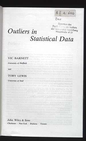 Immagine del venditore per Outliers in Statistical Data. Wiley Series in Probability & Mathematical Statistics-Applied. venduto da books4less (Versandantiquariat Petra Gros GmbH & Co. KG)