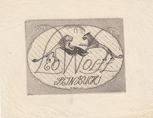 Seller image for Leo Wolff sein Buch! Lwe und Wolf mit Buch. for sale by Antiquariat  Braun