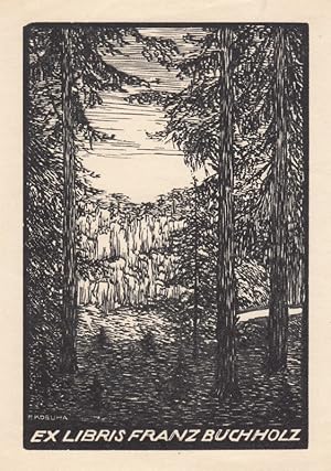 Bild des Verkufers fr Ex Libris Franz Buchholz. Landschaft mit Bumen. zum Verkauf von Antiquariat  Braun