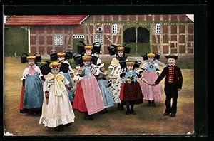 Bild des Verkufers fr Ansichtskarte Kinder tanzen Ringel-Reihen in Schaumburg-Lippischer Landestracht zum Verkauf von Bartko-Reher