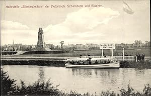 Ansichtskarte / Postkarte Hannover, Haltestelle Bismarcksäule, Motorboote Scharnhorst u. Blücher