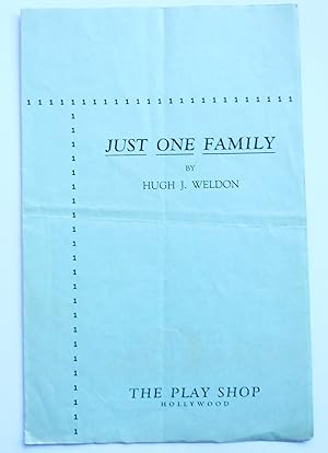 The Play Shop, Hollywood Theatre Programme. ' 'Just One Family' by Hugh J.Weldon