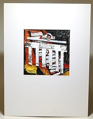 "Erinnerung". Original Collage von 1994 mit Brandenburger Tor und einem FDJ-Abzeichen auf fester ...