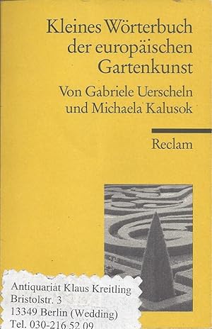 Kleines Wörterbuch der europäischen Gartenkunst