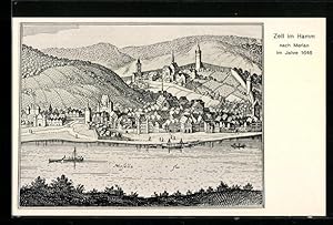 Bild des Verkufers fr Knstler-Ansichtskarte Zell im Hamm, Ortsansicht, nach Merian, 1646 zum Verkauf von Bartko-Reher