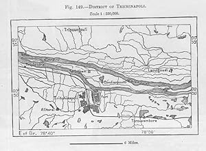 Trichinapoli, Tiruchirappalli or Trichy, in the state of Tamil Nadu, India, 1880s MAP