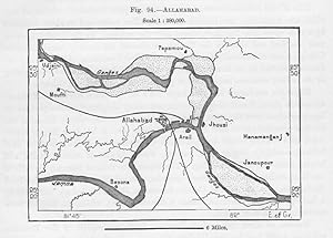 Allahabad or Prayagraj, in the state of Uttar Pradesh, India, 1880s MAP