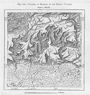 The Khasi Hills in the northeastern part of India, primarily in the state of Meghalaya, 1880s MAP