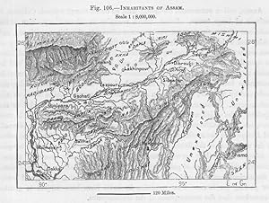 Inhabitants of Assam in India, 1880s Genealogical MAP