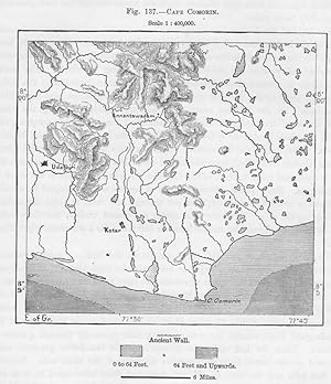 Cape Comorin or Kanyakumari in the southernmost part of mainland India, 1880s MAP