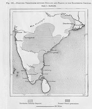 India Disputed Territories between England and France in the 18th Century, 1880s MAP