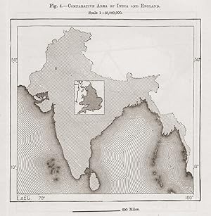 Comparative area of India and England, 1880s MAP