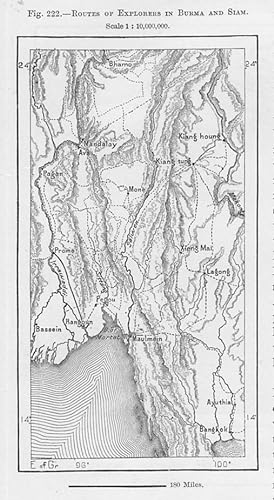 Routes of Explorers in Burma and Siam, 1880s MAP