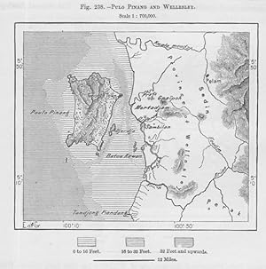 Pulo Pinang and Province of Wellesley in Malaysia, 1880s MAP