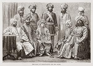 The Raja of Bahawalpur and his court,1882 Antique Print