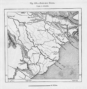 Song Koi Delta or Red River Delta in Vietnam, 1880s MAP