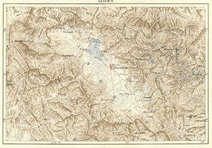 1882 Antique Color Map of Kashmir