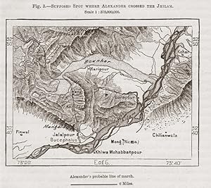 Where Alexander Crossed the Jhilam River, 1880s MAP