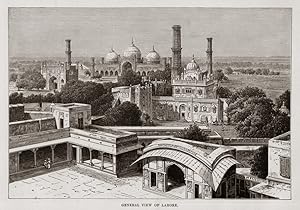View of Lahore in the Punjab province of Pakistan ,1882 Antique Print