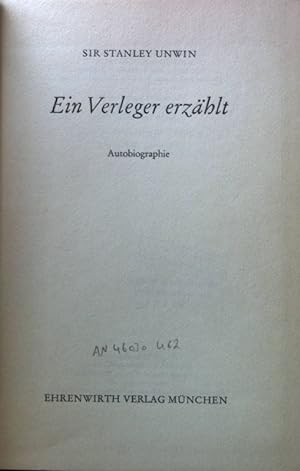 Seller image for Ein Verleger erzhlt : Autobiographie. for sale by books4less (Versandantiquariat Petra Gros GmbH & Co. KG)