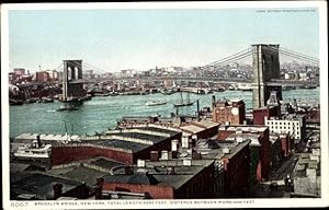 Bild des Verkufers fr Ansichtskarte / Postkarte New York City USA, Brooklyn Bridge, Stadt zum Verkauf von akpool GmbH