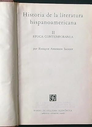 Bild des Verkufers fr Historia de la literatura hispanoamericana II. Epoca contemporanea zum Verkauf von Librodifaccia