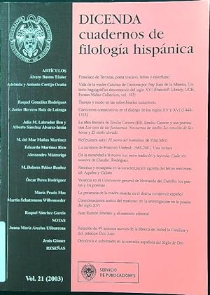 Bild des Verkufers fr Dicenda cuadernos de filologia hispanica vol. 21/2003 zum Verkauf von Librodifaccia