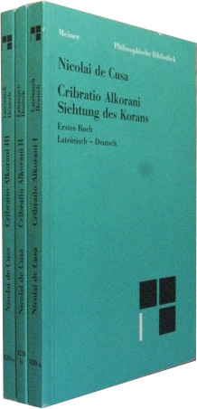 Bild des Verkufers fr Cribratio Alkorani = Sichtung des Korans Lateinisch - Deutsch. 3 Bde. [vollstndig]. zum Verkauf von Rotes Antiquariat