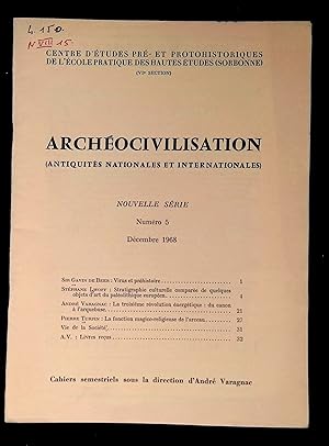 Imagen del vendedor de Archocivilisation Antiquits nationales et internationales Nouvelle srie Numro 5 Dcembre 1968 a la venta por LibrairieLaLettre2