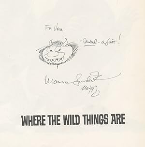 Bild des Verkufers fr Where the Wild Things Are (first issue in original dustwrapper, inscribed with drawing by Sendak) zum Verkauf von Neverland Books