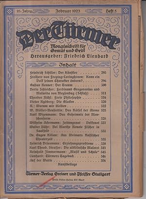 Bild des Verkufers fr Der Trmer - Monatsschrift fr Gemt und Geist Februar 1923 - Heft 5 zum Verkauf von Allguer Online Antiquariat