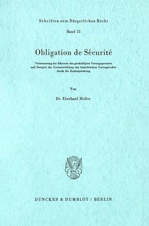 Seller image for Obligation de Scurit. for sale by BuchWeltWeit Ludwig Meier e.K.