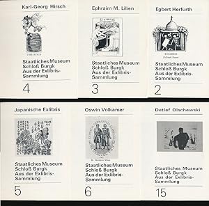 Staatliches Museum Schloß Burgk. Aus der Exlibris-Sammlung - Konvolut von 6 Faltblättern. Mit kle...