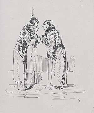 Imagen del vendedor de (Two men having a conversation) - men Mnner hommes a la venta por Antiquariat Steffen Vlkel GmbH