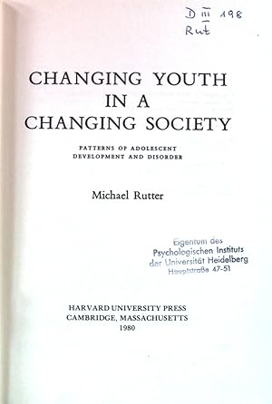 Immagine del venditore per Changing Youth in a Changining Society: Patterns of Adolescent Development and Disorder. venduto da books4less (Versandantiquariat Petra Gros GmbH & Co. KG)