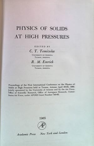 Seller image for Physics of Solids at High Pressures for sale by books4less (Versandantiquariat Petra Gros GmbH & Co. KG)