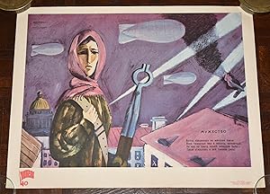 Rare Soviet Union Russian Poster. COURAGE Poster title translated, reads: The War fell on Women?s...