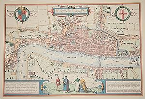 Bild des Verkufers fr [London] Londinum Feracissimi Angliae Regni Metropolis 1572 Vintage 1960&apos;s reproduction map zum Verkauf von PROCTOR / THE ANTIQUE MAP & BOOKSHOP
