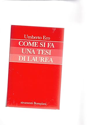 Immagine del venditore per Come si fa una tesi di laurea; le materie umanistiche. venduto da Libreria Gull