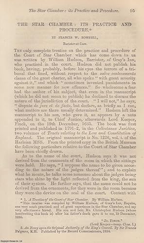 Seller image for The Court Star Chamber : its Practice & Procedure. An original uncommon article from the Intellectual Observer, 1867. for sale by Cosmo Books