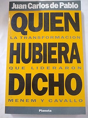 Imagen del vendedor de Quien hubiera dicho a la venta por Libros nicos