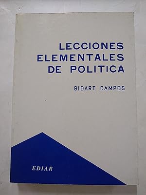 Imagen del vendedor de Lecciones elementales de politica a la venta por Libros nicos